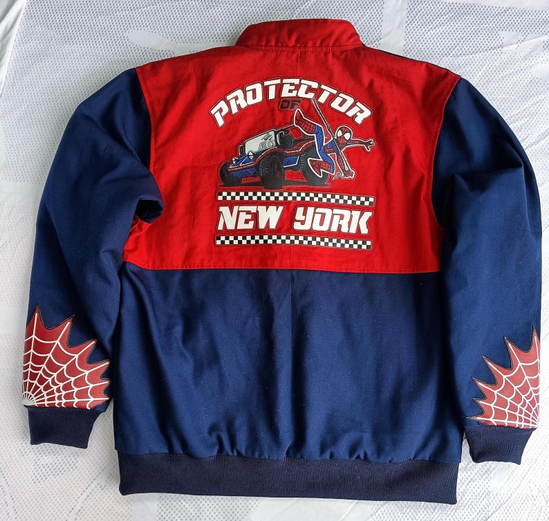 Spider Man Jacket, Spider Man Costume, Spider Man Cosplay, Peter Parker Inspired Jacket, Varsity Jacket, Superhero Jacket, Superhero Cosplay, Comic-Con Costume, No Way Home Jacket, Spider-Man Movie Outfit, Cosplay Costume, Men Cosplay, Unisex Cosplay, Bomber Jacket, Comic Book Jacket, Halloween Costume, Superhero Outfit.