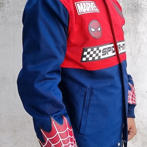 Spider Man Jacket, Spider Man Costume, Spider Man Cosplay, Peter Parker Inspired Jacket, Varsity Jacket, Superhero Jacket, Superhero Cosplay, Comic-Con Costume, No Way Home Jacket, Spider-Man Movie Outfit, Cosplay Costume, Men Cosplay, Unisex Cosplay, Bomber Jacket, Comic Book Jacket, Halloween Costume, Superhero Outfit.