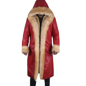 Men&#39;s Christmas Chronicles 2 Santa Coat: Red Faux Fur Leather Shearling