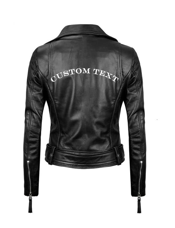 Custom Text Women Leather Jacket, Personalized Leather Jacket