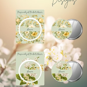 138 modelli di design per specchietti tascabili / 58 mm / Download digitale modificabile / Badge, pulsanti, sottobicchieri / Trascina e rilascia / Canva gratuito / Facile da usare