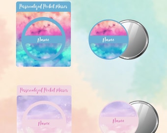 150 Editable Pocket Mirror Design Templates w/ backcard for packaging | 58mm | Personalized mirror, badges, buttons or coasters | Resizable
