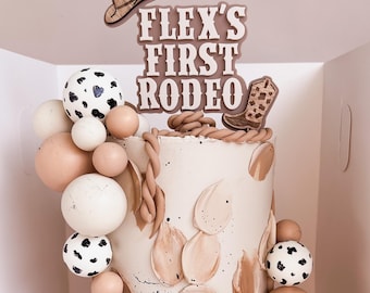 First Rodeo Acrylic Cake Topper Cowboy Personalised Name Birthday