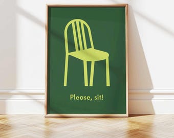 Green Mid-Century Chair Print: Italian Design Poster (Digital Download)