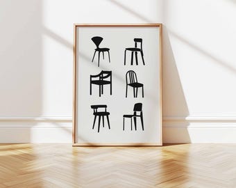 Mid-Century Modern Chair Poster: Eames Era Furniture Art (Digital Download)