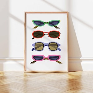 Summer Sunglasses Printable Poster | Italian Playful Retro Design | Vintage 70s Fashion Decor | Vibrant Gallery Wall Digital Download Art