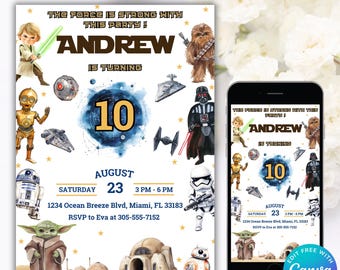 Editable StarWars Birthday Invitation I StarWars Party I Star Wars Boys Birthday I Digital Kids Party Invite I Printable Party Invitation