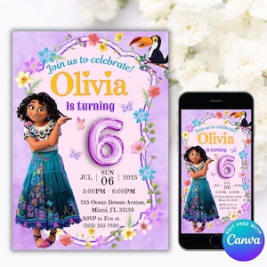 Editable Encanto Birthday Invitation, Encanto Digital Birthday Invitation, Encanto Bday Invite, Encanto Party Invite, Girl Birthday Invite