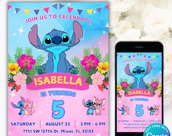 Editable Stitch and Angel Birthday Invitation I Stitch Party Invitation I Stitch Birthday Invitation I Stitch Digital Birthday Invitation