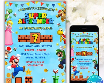 Editable Mario Bros Invitation I Mario Invitation Birthday Template I  Mario Bros Invitation I Super Brothers Boy Invite I Mario Kid Invite