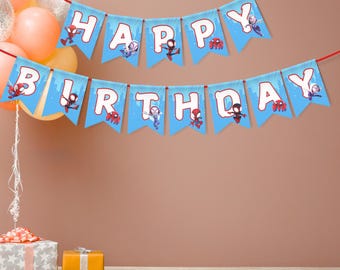 Editable Spidey Birthday Banner Spidey Birthday Sign Spidey Theme Party Spidey Kids Party Spidey Birthday Flag Spidey Birthday Boy And Girl