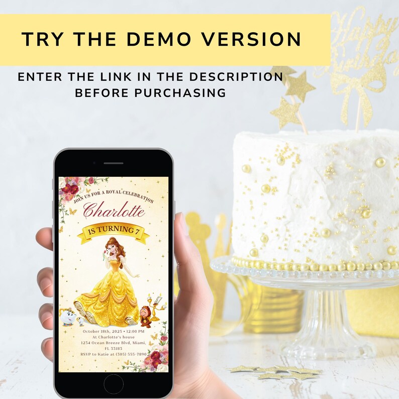 Editable Beauty and the Beast Birthday Invitation, Beauty and the Beast ...