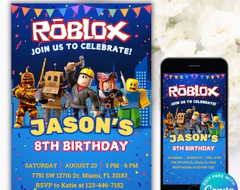 Editable Roblox Birthday Invitation I Roblox Boys Birthday Invitation Template I Game Birthday I Kids Roblox Invite I Printable Party Invite