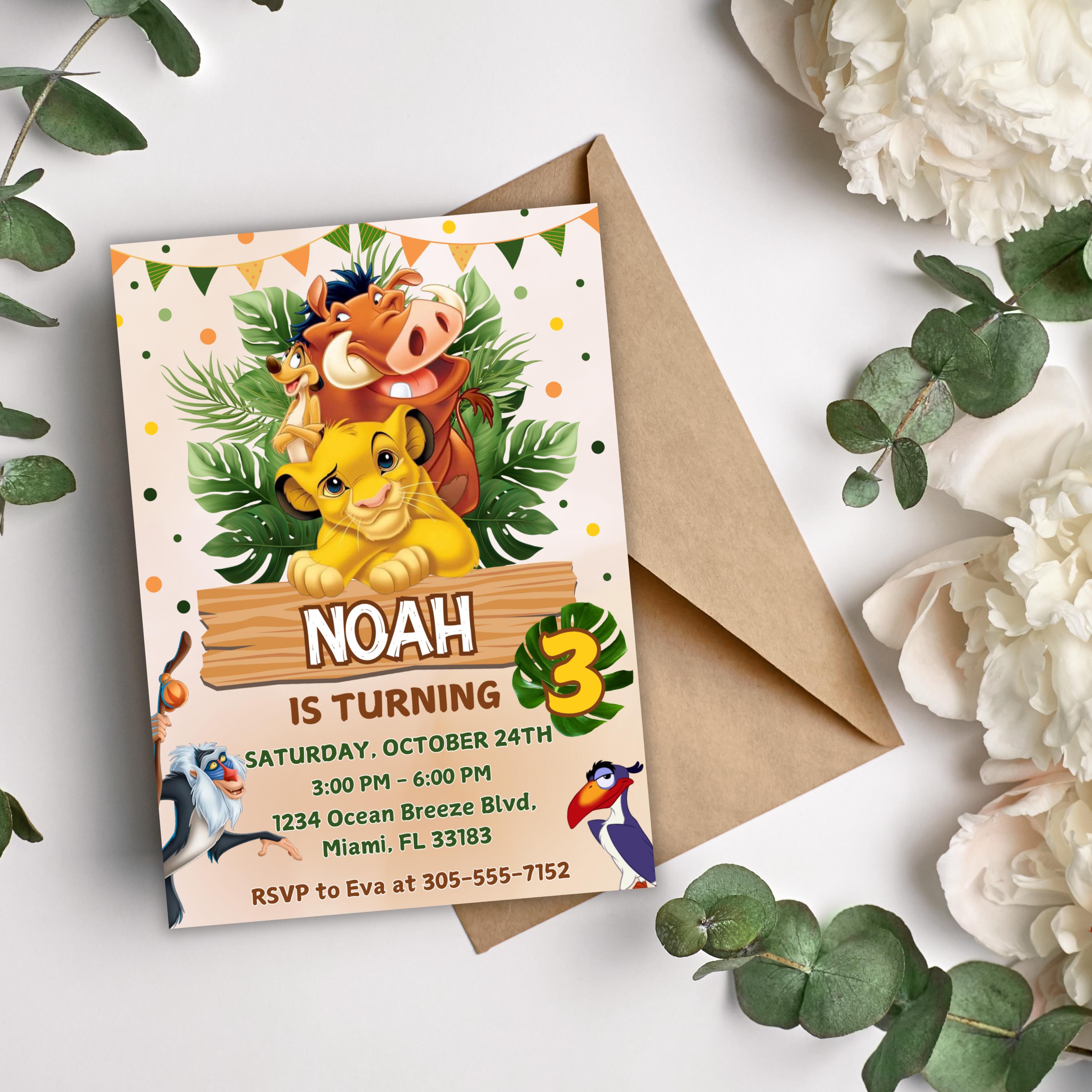 King Inviting Editable the Lion King Birthday Invitation, Lion King Invitation ...