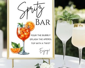 Editable  Aperol Spritz Bar Sign, Wedding Bar Sign Aperol Spritz Sign Aperol Spritz Bar Drinks Wedding Open Bar Sign Signature Drink Menu
