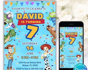 Bewerkbare Toy Story-verjaardagsuitnodiging I Toy Story-uitnodiging I Toy Story-verjaardagsfeestje I Toy Story-verjaardagsfeestje voor kinderen I Toy Story-thema