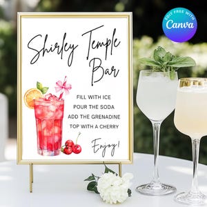Editable Shirley Temple Bar Sign, Shirley Bar Drink Decor Bar Sign Graduation Shirley Temple Graduation Drink Shirley Temple Party Sign