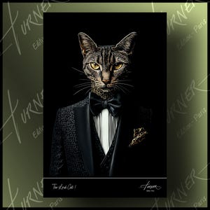Lord Cat in Suit Poster, Royal Animal Portrait, Animal Decor Gift, Animal Wall Art, Royal Cat Portrait, Animal Interior Decor