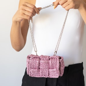 Sac métallique, Pochette métallique, Sacs roses, Sac fait main, Sac au crochet, Idée cadeau
