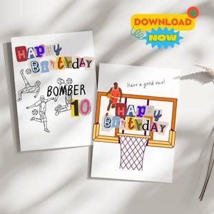 Cartoline compleanno sportivo con tema Basket o Calcio