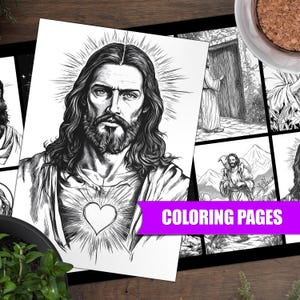 Jesus Christ Coloring Pages, Set of 20 Bible Coloring Pages, Printable Christian Coloring Book 00007