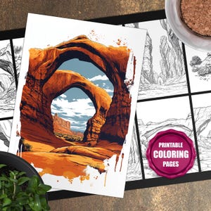 Arches Nationalpark Malseiten, Set von 20 druckbare Designs, druckbare Natur Malbuch, sofortiger digitaler Download 00010