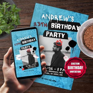Convite de aniversário urbano editável | Estilo grafite grunge | Flyer de festa editável | Download instantâneo | Nós cuidamos de todas as edições! 20016