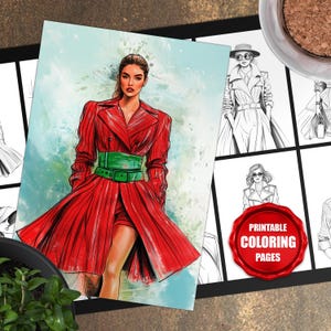 Fashion Coloring Pages, Set of 20 Printable Designs, Printable Fashion Illustration Coloring Sheets, Instant Digital Download 00005