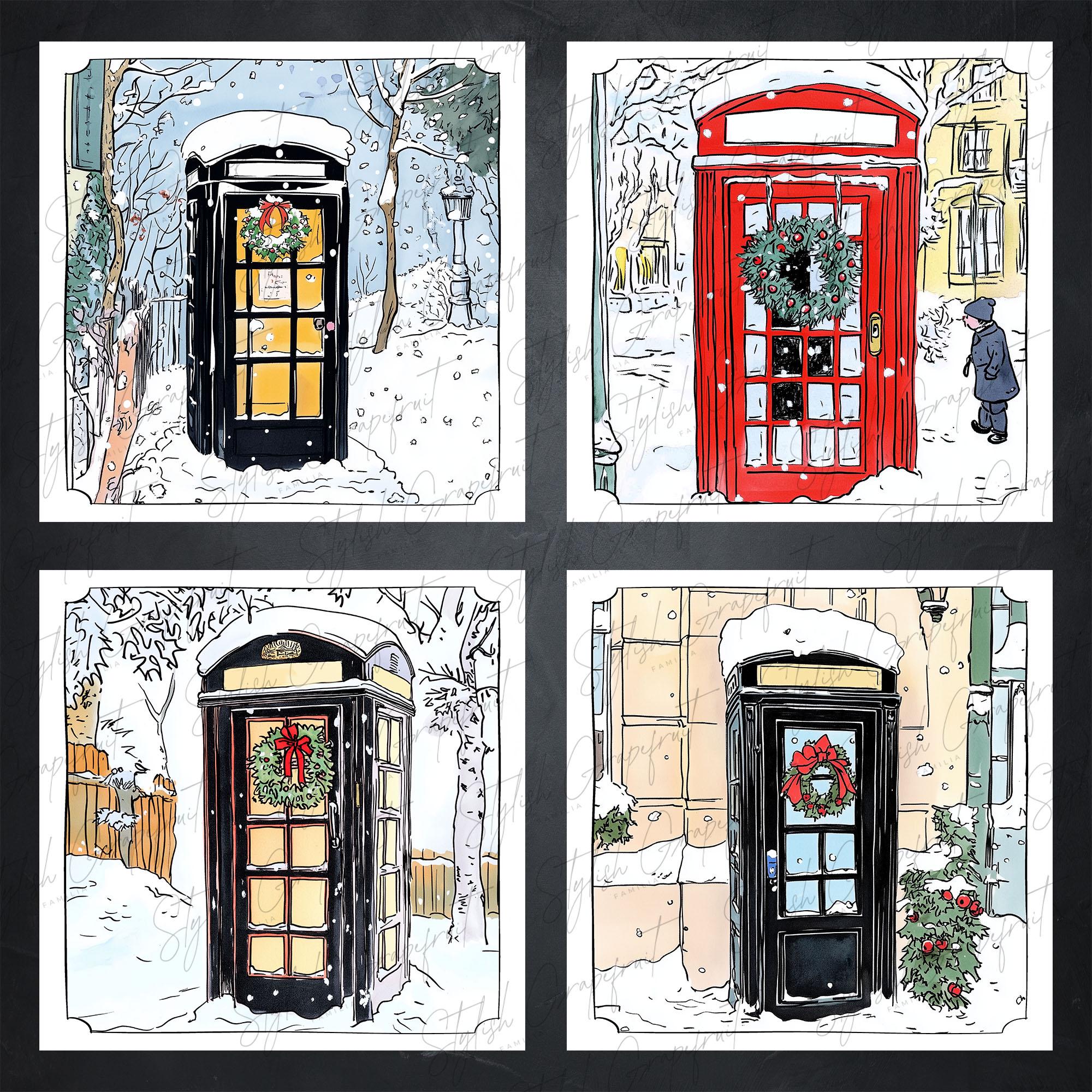 Winter Telephone 20 Winter Telephone Booth Clipart Set | Christmas Phone Box ...