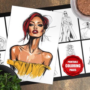 Fashion Coloring Pages Vol.2, Set of 20 Printable Designs, Printable Fashion Illustration Coloring Sheets, Instant Digital Download 00012