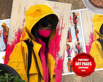 Páginas de arte digital estilo Harajuku, kit de collage y álbum de recortes vol. 1, recortes de moda urbana, kit de descarga digital 10006