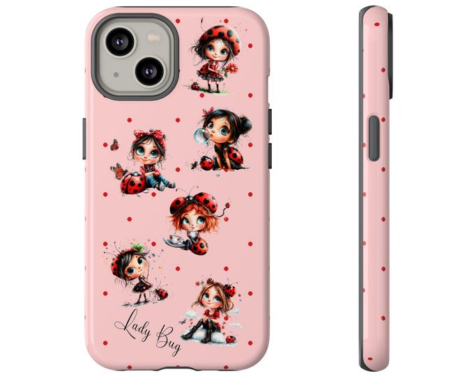Ladybug Girls iPhone Case | Pink Whimsical Character Tough Protection