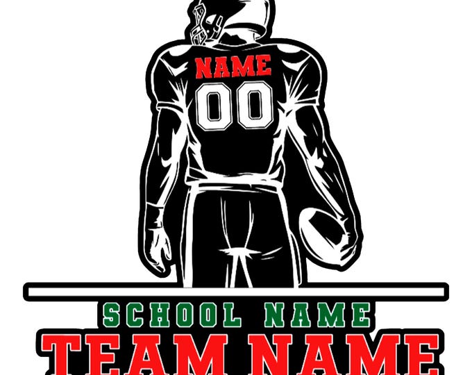 Personalized Football Player Car Decal | Custom Name, Number, Team Sticker