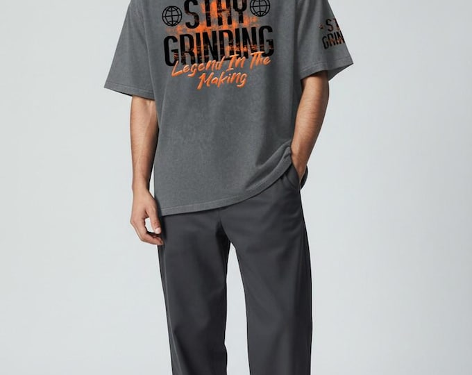 Stay Grinding | Snow Washed Oversized Cotton T-Shirt