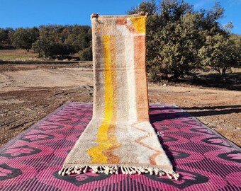 Custom Wool Beni Ourain Runner Rug: Handmade Moroccan Berber Mrirt