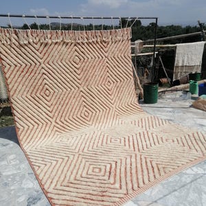 Orange Striped Moroccan Berber Rug 10x14: Handmade Wool Rug