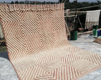 Orange Striped Moroccan Berber Rug 10x14: Handmade Wool Rug