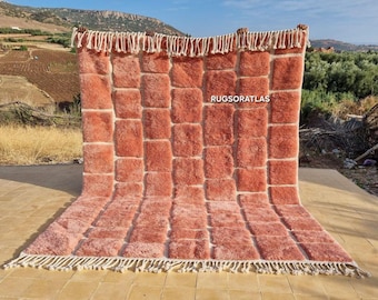 Handmade Pink Moroccan Rug, Wool Berber Rug, Custom Size