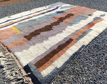 Handmade Wool Beni Ourain Rug: Colorful Berber Moroccan Rug