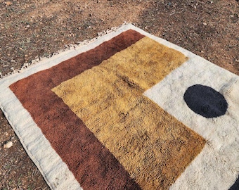 Moroccan rug brown chocolate - Handmade beni ourain rug - Moroccan area rug - Solid rug - Minimalism rug - Custom size rug - wool area rugns