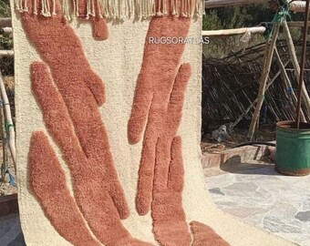 Handmade Wool Beni Ourain Rug: Pink Moroccan Berber Rug 8x10