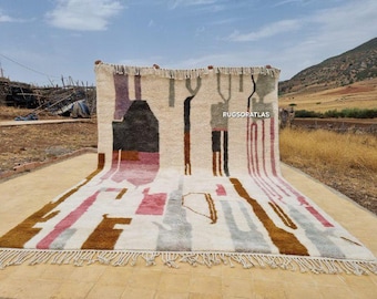 Handmade Wool Berber Rug: Colorful Moroccan Mrirt Rug, Custom 8x10