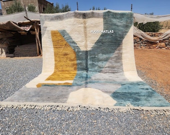 Large Colorful Checkered Beni Ourain Rug: Handmade Moroccan Berber Rug
