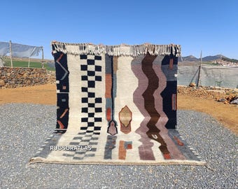 Teppich für Wohnzimmer , Handgemachter Teppich , Wollteppich , Beni Ourain Teppich , Berberteppich , Teppich 200x300.