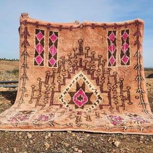 Pink Moroccan rug 8x10 , Handmade Moroccan Rug, Custom Morrocan Rug, Rug For Living Room, Berber Wool Area Rugs, Beni ourain Rug, Boho rug