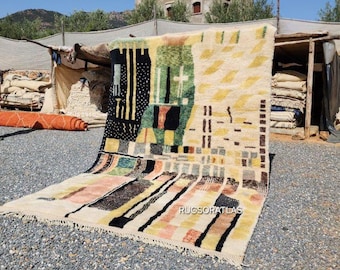 Handmade Beni Ourain Rug: Colorful Berber Design, Moroccan Decor