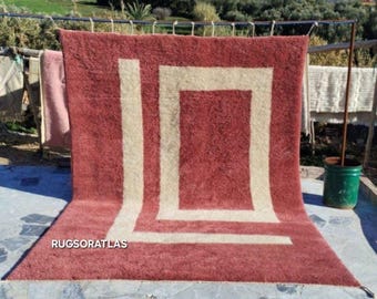 Handmade Pink Moroccan Rug 8x10: Wool Berber Area Rug