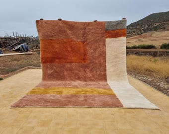 Handmade Wool Beni Ourain Rug: Colorful Berber Design, 8x10 Custom Size
