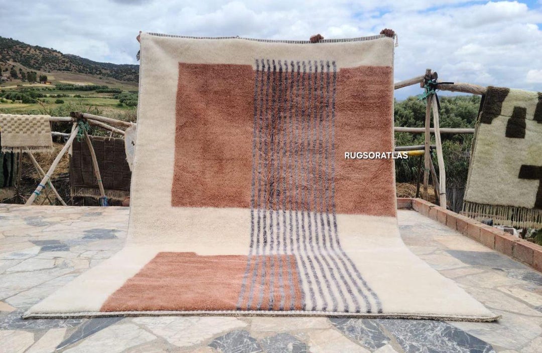Custom Sahara Brown Wool Rug: Handmade Moroccan Berber Rug - Etsy