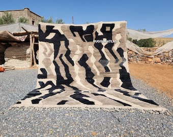 Handmade Wool Beni Ourain Rug: Colorful Berber Design, 8x10 Custom Size